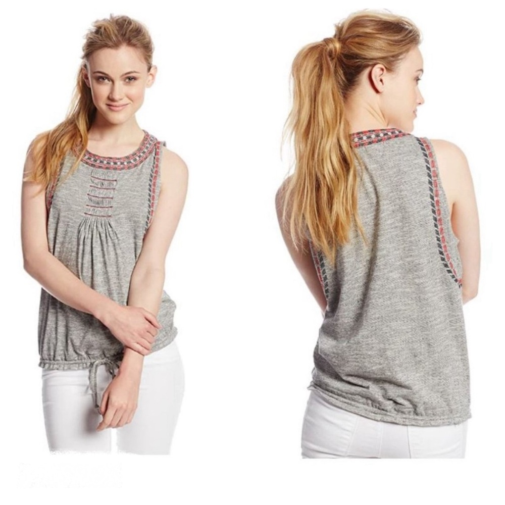 Lucky Brand Gray Riverton Tie Front Sleeveless Top Women’s Small NWT